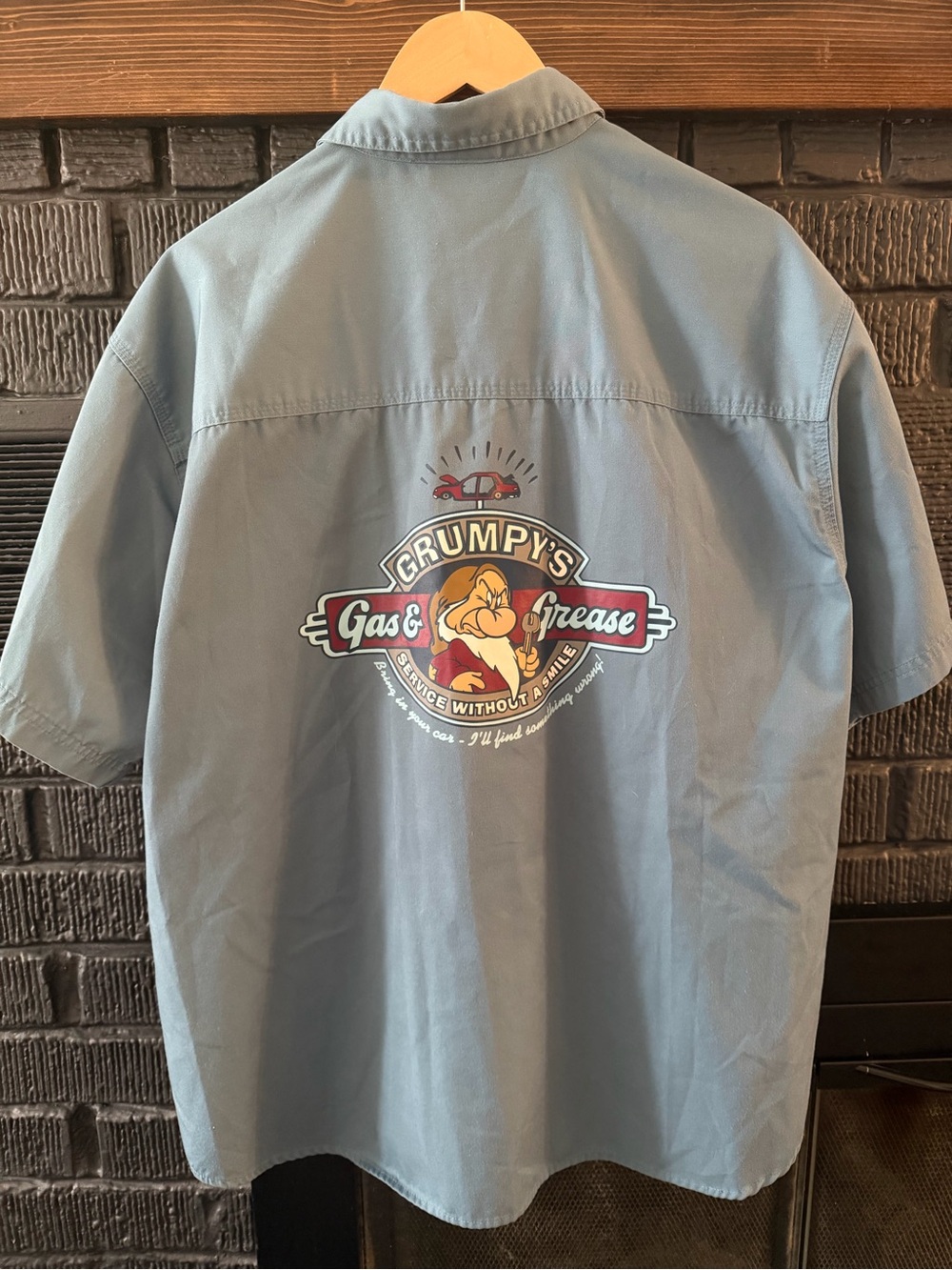 Retro Disneyland Resort Blue Grumpy Work Shirt Button-up